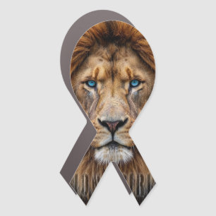 Majestic Lion Face with Blue Eyes   Wildlife Anima Car Magnet