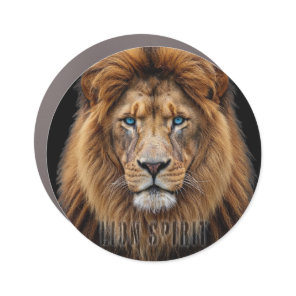 Majestic Lion Face with Blue Eyes | Wildlife Anima Car Magnet