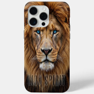 Majestic Lion Face with Blue Eyes   Wildlife Anima iPhone 15 Pro Max Case