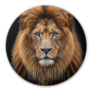 Majestic Lion Face with Blue Eyes | Wildlife Anima Ceramic Knob