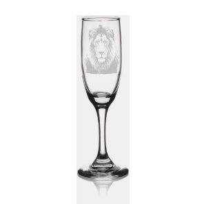 Majestic Lion Face with Blue Eyes | Wildlife Anima Champagne Flute