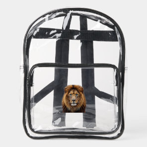 Majestic Lion Face with Blue Eyes | Wildlife Anima Clear Backpack