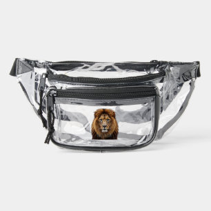 Majestic Lion Face with Blue Eyes Wildlife Anima Clear Fanny Pack