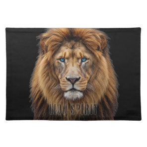 Majestic Lion Face with Blue Eyes | Wildlife Anima Cloth Placemat
