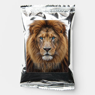 Majestic Lion Face with Blue Eyes Wildlife Anima Coffee Drink Mix