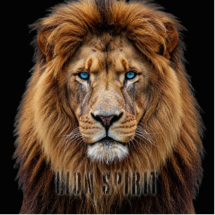 Majestic Lion Face with Blue Eyes   Wildlife Anima Cutout