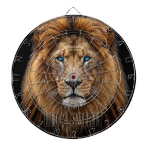 Majestic Lion Face with Blue Eyes | Wildlife Anima Dart Board