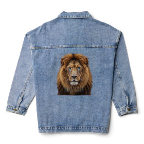 Majestic Lion Face with Blue Eyes | Wildlife Anima Denim Jacket