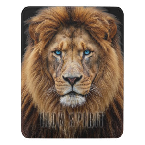 Majestic Lion Face with Blue Eyes | Wildlife Anima Door Sign