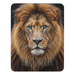 Majestic Lion Face with Blue Eyes Wildlife Anima Door Sign