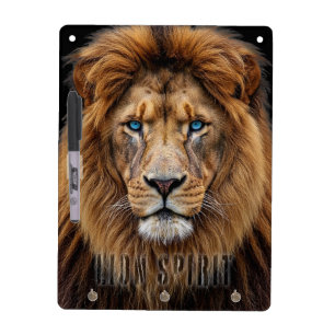 Majestic Lion Face with Blue Eyes   Wildlife Anima Dry Erase Board