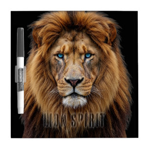 Majestic Lion Face with Blue Eyes   Wildlife Anima Dry Erase Board