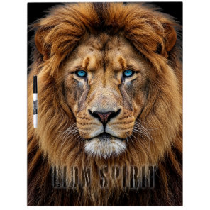 Majestic Lion Face with Blue Eyes | Wildlife Anima Dry Erase Board