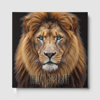 Majestic Lion Face with Blue Eyes | Wildlife Anima Foil Guest Book