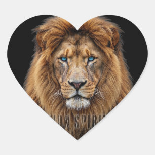 Majestic Lion Face with Blue Eyes Wildlife Anima Heart Sticker