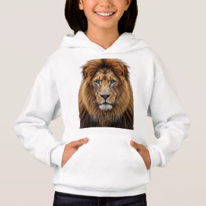 Majestic Lion Face with Blue Eyes | Wildlife Anima Hoodie