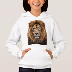 Majestic Lion Face with Blue Eyes Wildlife Anima Hoodie