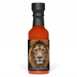 Majestic Lion Face with Blue Eyes | Wildlife Anima Hot Sauces