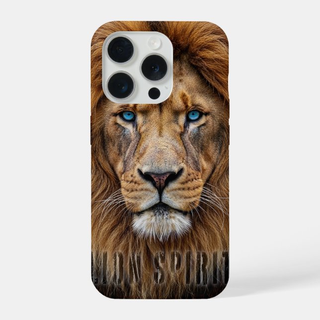 Majestic Lion Face with Blue Eyes | Wildlife Anima iPhone Case (Back)