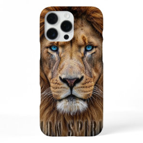 Majestic Lion Face with Blue Eyes | Wildlife Anima iPhone 16 Pro Max Case
