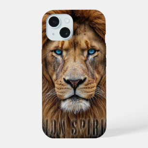 Majestic Lion Face with Blue Eyes Wildlife Anima iPhone 15 Case