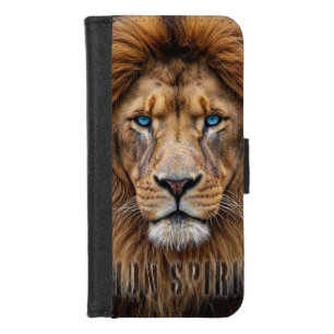Majestic Lion Face with Blue Eyes Wildlife Anima iPhone 8/7 Wallet Case