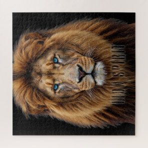 Majestic Lion Face with Blue Eyes | Wildlife Anima Jigsaw Puzzle
