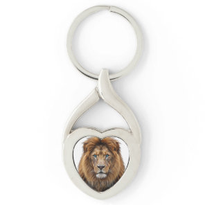 Majestic Lion Face with Blue Eyes | Wildlife Anima Keychain