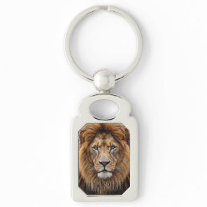 Majestic Lion Face with Blue Eyes | Wildlife Anima Keychain