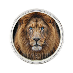Majestic Lion Face with Blue Eyes | Wildlife Anima Lapel Pin