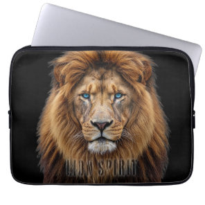 Majestic Lion Face with Blue Eyes | Wildlife Anima Laptop Sleeve