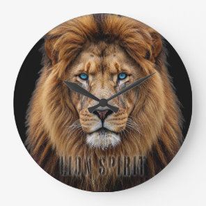 Majestic Lion Face with Blue Eyes | Wildlife Anima Large Clock
