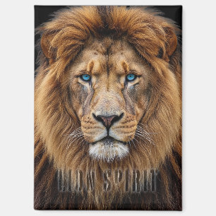 Majestic Lion Face with Blue Eyes Wildlife Anima Magnet