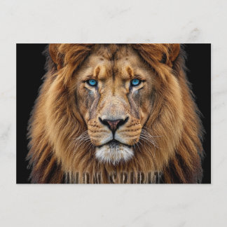 Majestic Lion Face with Blue Eyes | Wildlife Anima Menu