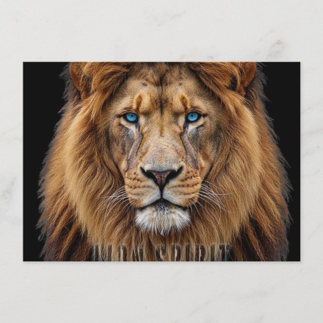 Majestic Lion Face with Blue Eyes | Wildlife Anima Menu (Front)