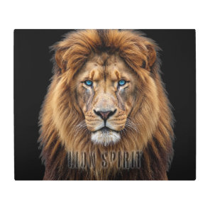 Majestic Lion Face with Blue Eyes | Wildlife Anima Metal Print