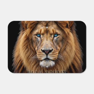 Majestic Lion Face with Blue Eyes Wildlife Anima Metal Sign