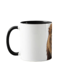 Majestic Lion Face with Blue Eyes | Wildlife Anima Mug