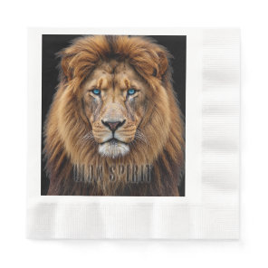 Majestic Lion Face with Blue Eyes | Wildlife Anima Napkins