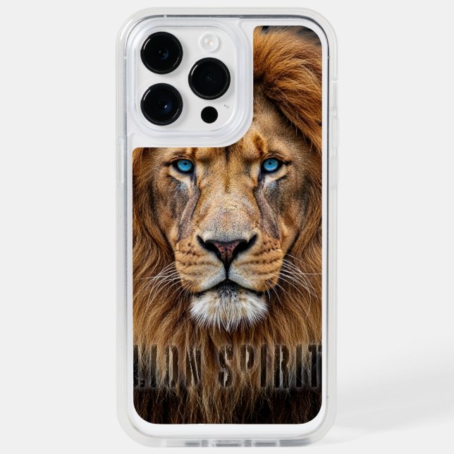 Majestic Lion Face with Blue Eyes | Wildlife Anima Otterbox iPhone Case (Back)