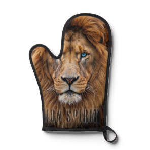 Majestic Lion Face with Blue Eyes | Wildlife Anima Oven Mitt