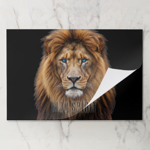 Majestic Lion Face with Blue Eyes   Wildlife Anima Paper Pad
