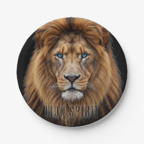 Majestic Lion Face with Blue Eyes | Wildlife Anima Paper Plates