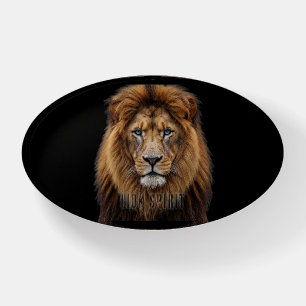 Majestic Lion Face with Blue Eyes   Wildlife Anima Paperweight