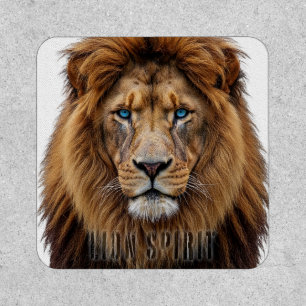 Majestic Lion Face with Blue Eyes Wildlife Anima Patch