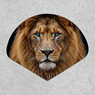Majestic Lion Face with Blue Eyes Wildlife Anima Patch