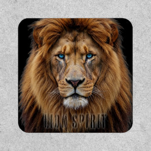 Majestic Lion Face with Blue Eyes Wildlife Anima Patch