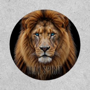 Majestic Lion Face with Blue Eyes Wildlife Anima Patch