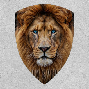 Majestic Lion Face with Blue Eyes Wildlife Anima Patch