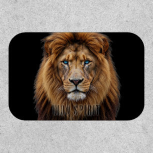 Majestic Lion Face with Blue Eyes Wildlife Anima Patch